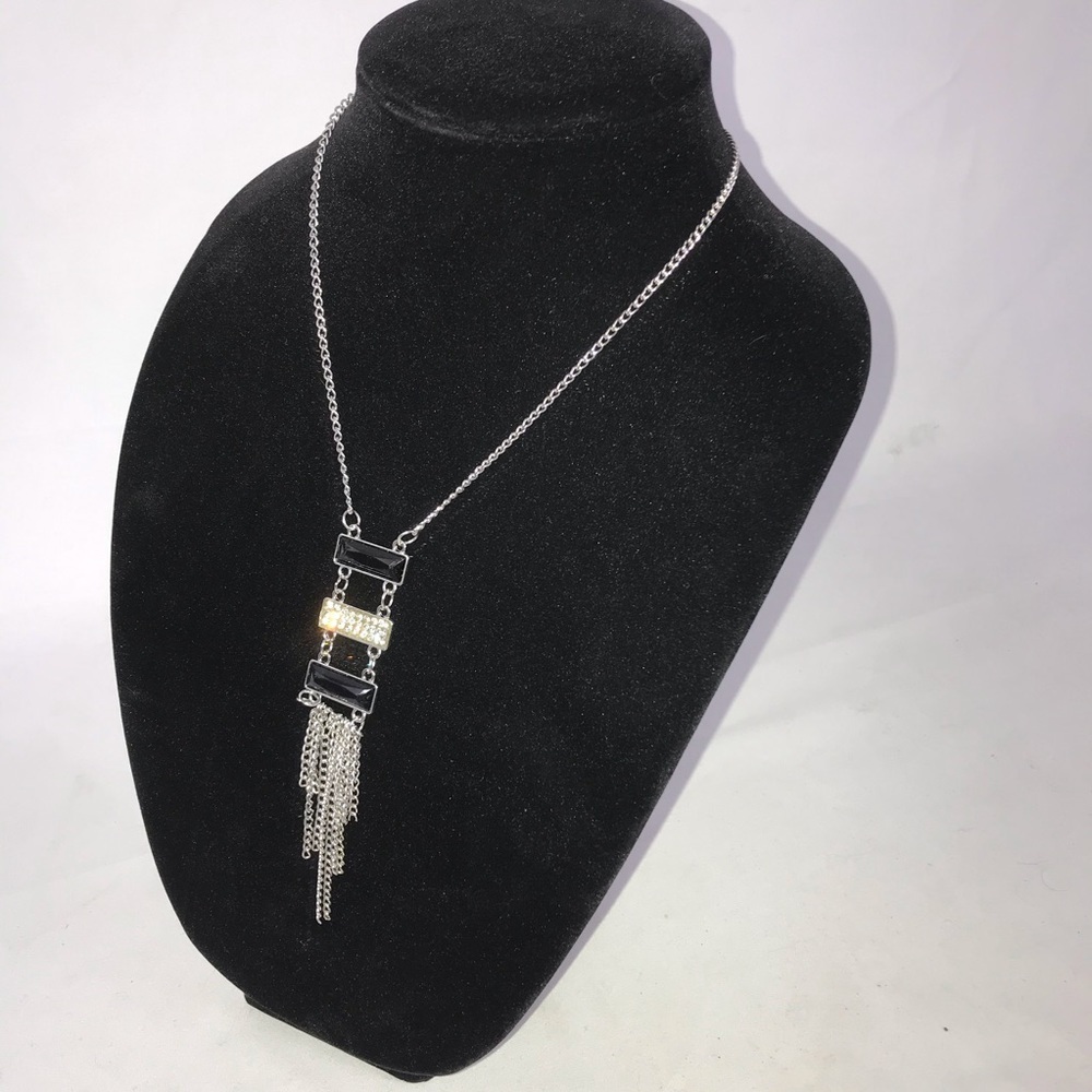 Waterfall chain rhinestone pendant necklace